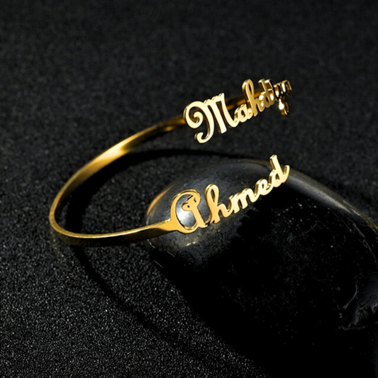 Customized Hand Cuff Bangles for Women – Gold & Silver | Personalized Name Bracelet with Premium Gift Box