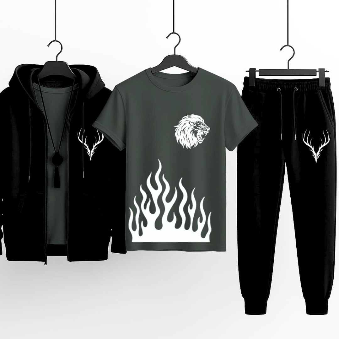 3-Piece Winter Combo (Hoodie + T-Shirt + Trouser) | Stylish & Comfortable Outfit