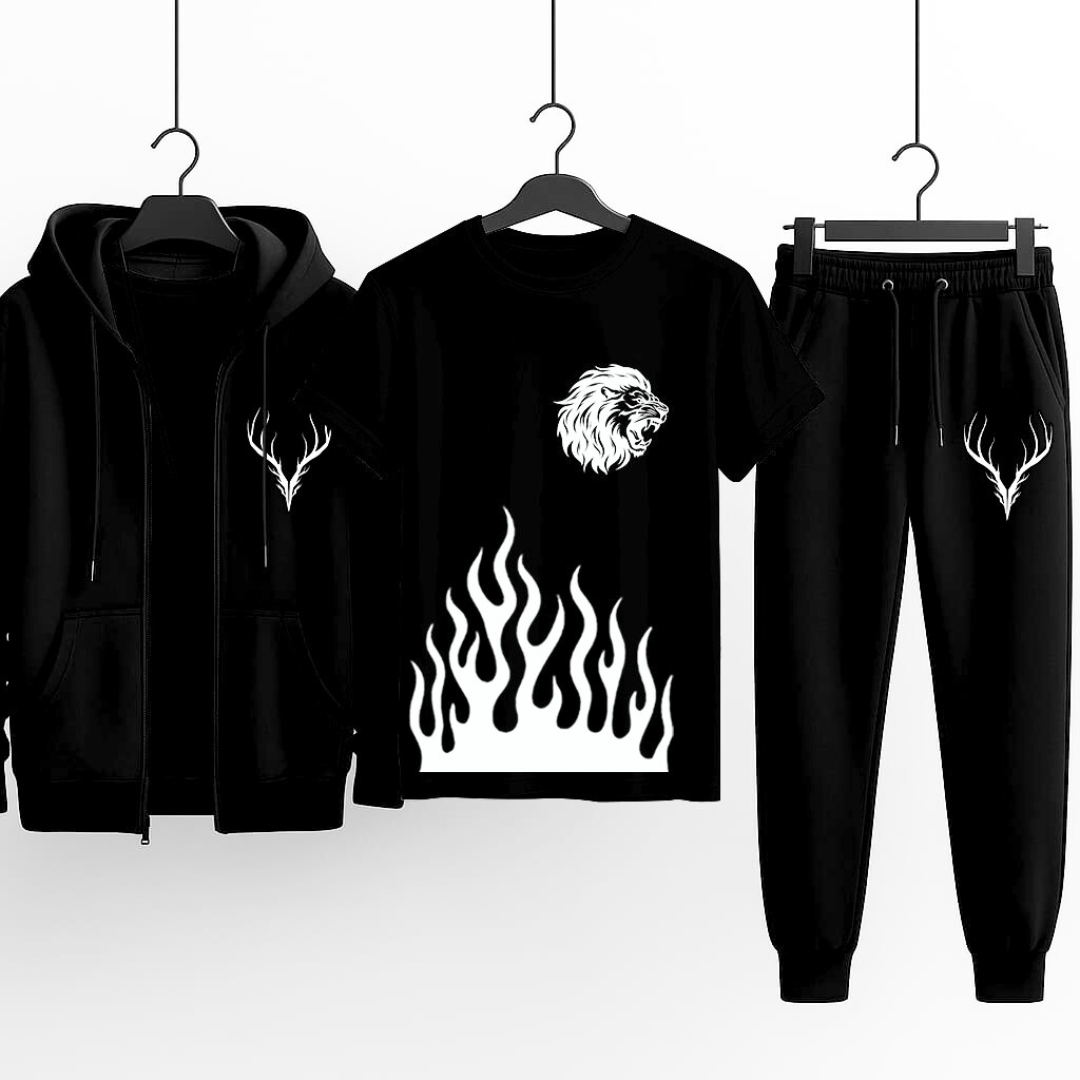 3-Piece Winter Combo (Hoodie + T-Shirt + Trouser) | Stylish & Comfortable Outfit