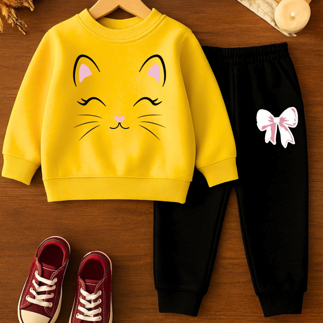 Trendy Kids Tracksuit Set  | Premium Fleece Sweatshirt & Trouser | Stylish Winter Wear for Boys & Girls