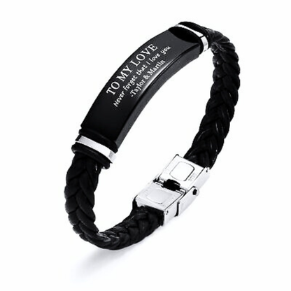 Premium Leather Engraved Name Bracelet – Personalized Unisex Accessory