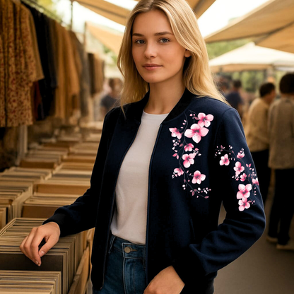 Women’s Fleece Bomber Jacket – Trendy Zipper Outerwear for Everyday Style