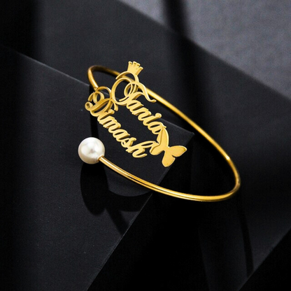 Customized Hand Cuff Bangles for Women – Gold & Silver | Personalized Name Bracelet with Premium Gift Box