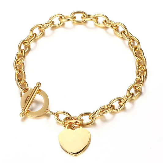 Heart Charm Chain Bracelet – Classic Elegance in Gold & Silver