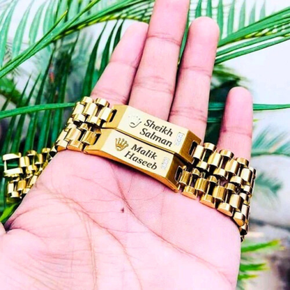 Rolex Inspired Men’s Bracelet – Personalized Name Engraving