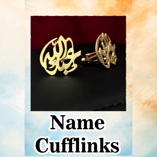 Customized Name Cufflinks | Engraved in English & Urdu | Luxury Gold/Silver Finish