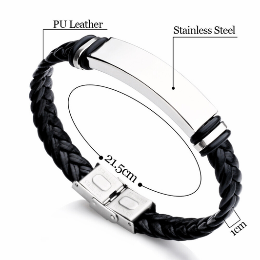 Premium Leather Engraved Name Bracelet – Personalized Unisex Accessory