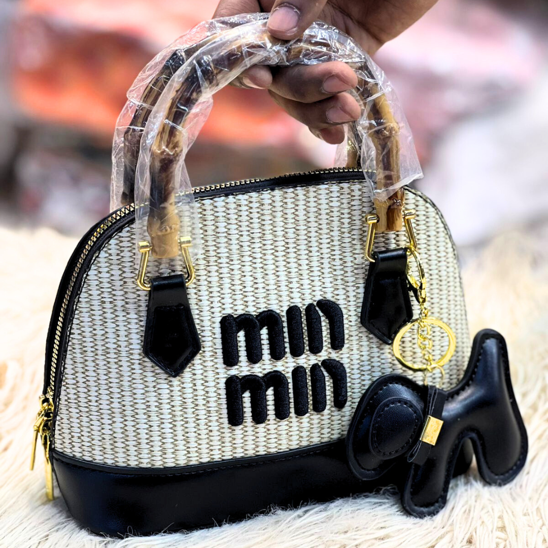 Luxury Handi Style Bag | Wooden Handle & Long Belt | Trendy Elegant Design