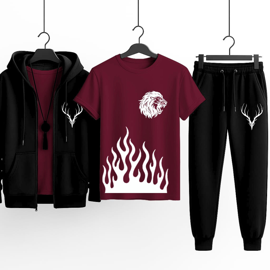 3-Piece Winter Combo (Hoodie + T-Shirt + Trouser) | Stylish & Comfortable Outfit