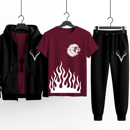3-Piece Winter Combo (Hoodie + T-Shirt + Trouser) | Stylish & Comfortable Outfit