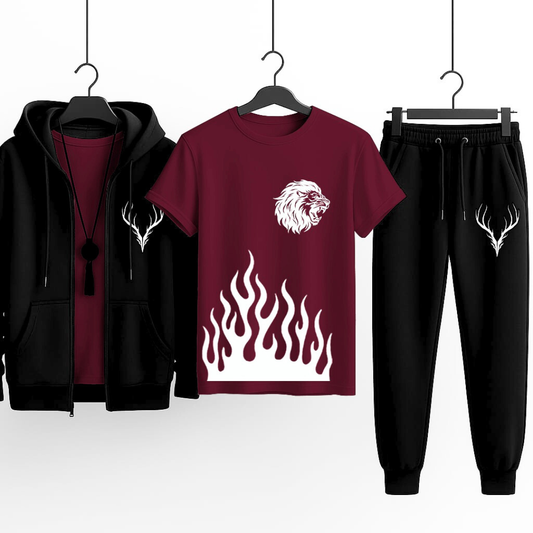 3-Piece Winter Combo (Hoodie + T-Shirt + Trouser) | Stylish & Comfortable Outfit