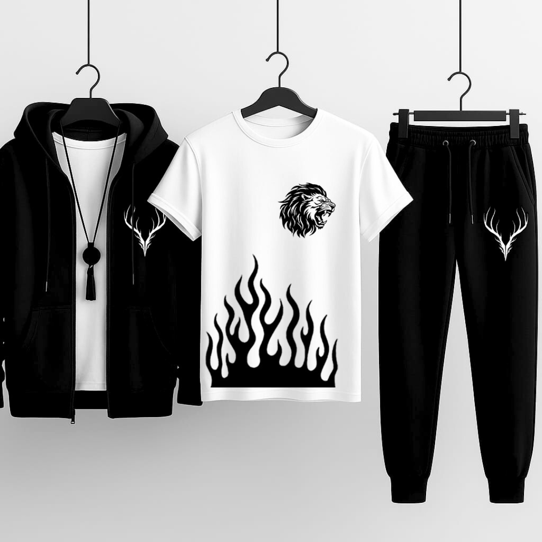 3-Piece Winter Combo (Hoodie + T-Shirt + Trouser) | Stylish & Comfortable Outfit