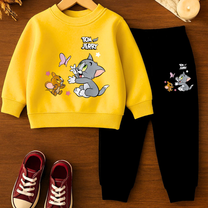 Trendy Kids Tracksuit Set  | Premium Fleece Sweatshirt & Trouser | Stylish Winter Wear for Boys & Girls