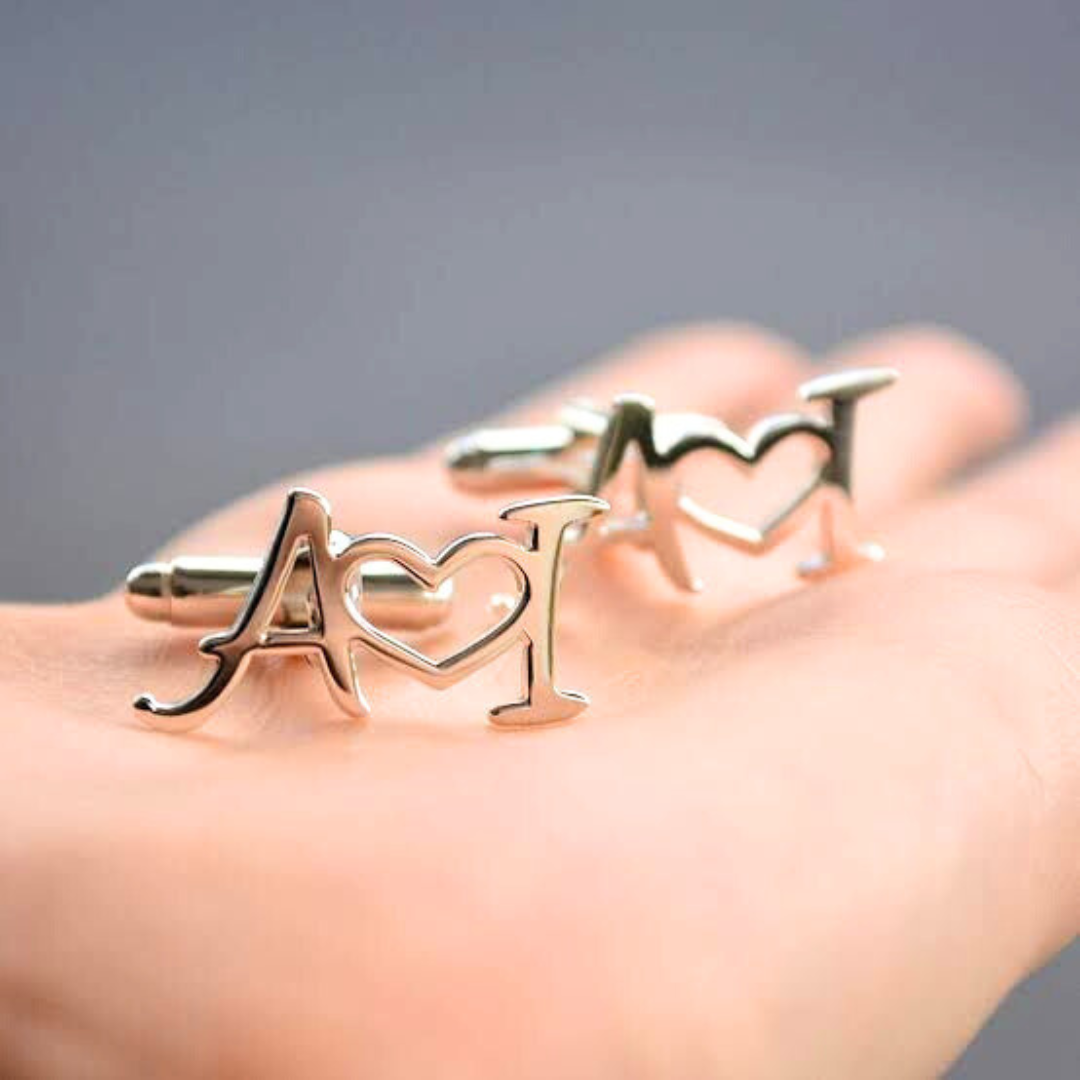 Custom 2 Letter Initial Cufflinks | Personalized Engraved Cufflinks for Men  Premium Gift for Him