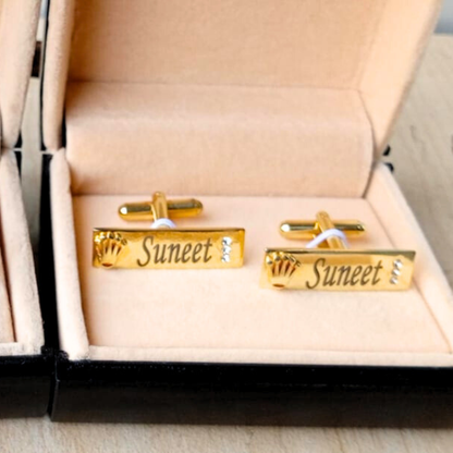 Customized Engraved Rolex Cufflinks for Men | Original Gold Plated | Luxury Brass Finish | Perfect Gift for Him