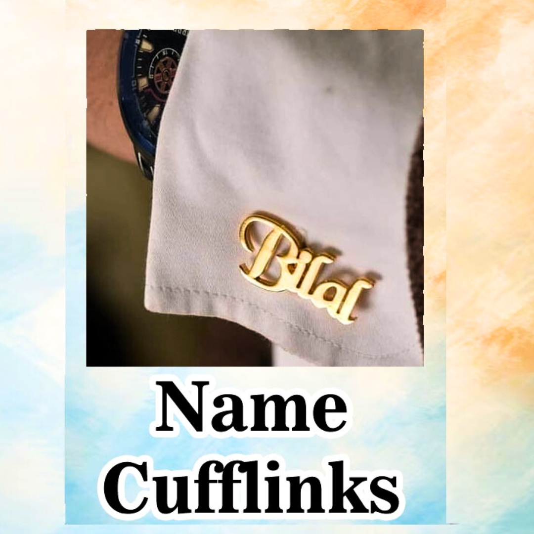 Customized Name Cufflinks | Engraved in English & Urdu | Luxury Gold/Silver Finish