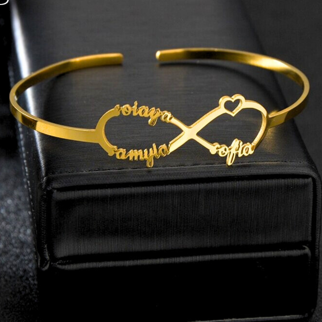 Customized Hand Cuff Bangles for Women – Gold & Silver | Personalized Name Bracelet with Premium Gift Box