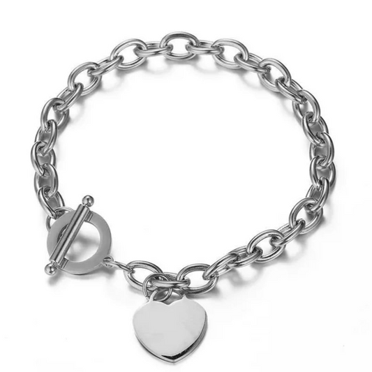Heart Charm Chain Bracelet – Classic Elegance in Gold & Silver