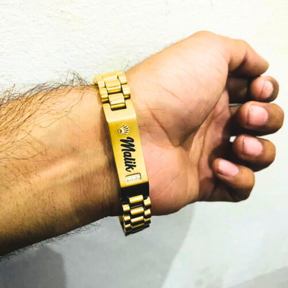 Rolex Inspired Men’s Bracelet – Personalized Name Engraving