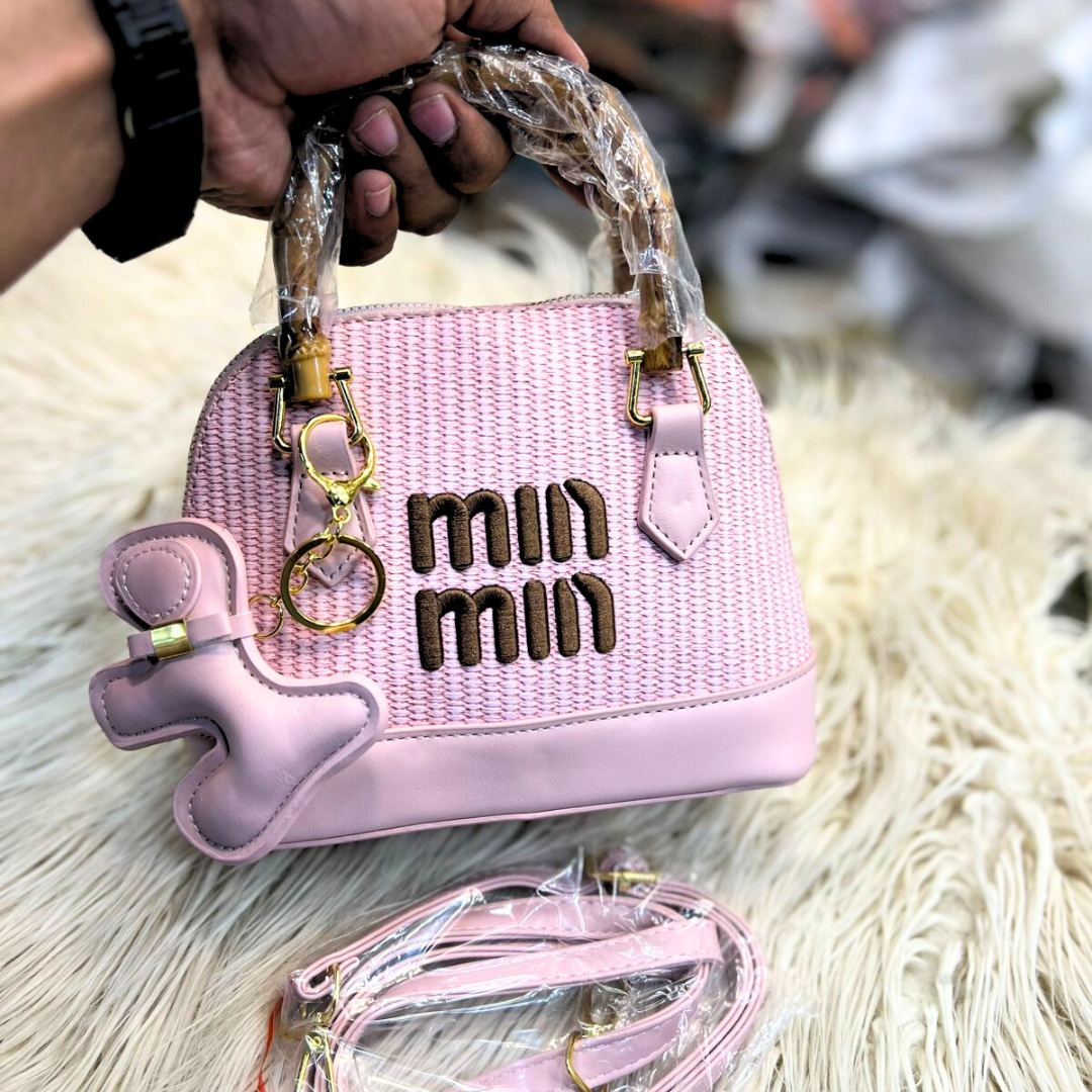 Luxury Handi Style Bag | Wooden Handle & Long Belt | Trendy Elegant Design