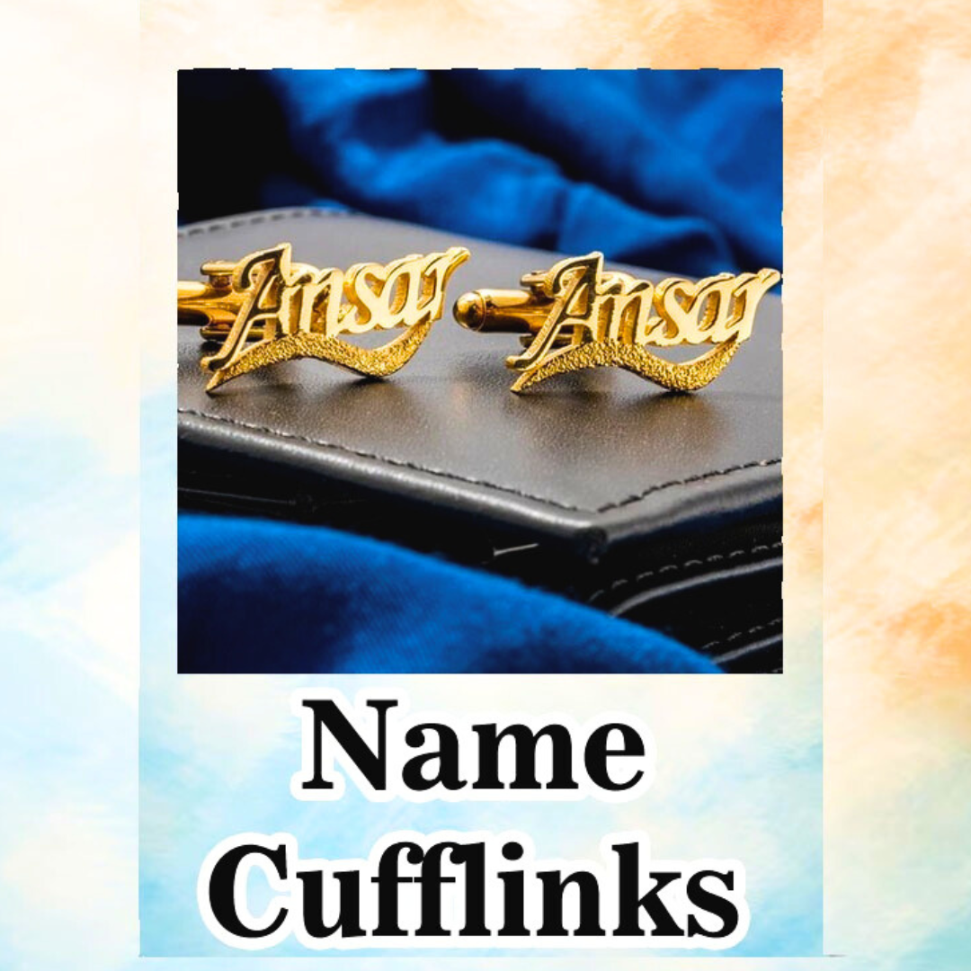 Customized Name Cufflinks | Engraved in English & Urdu | Luxury Gold/Silver Finish