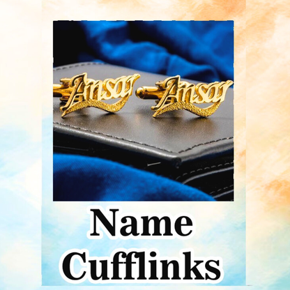 Customized Name Cufflinks | Engraved in English & Urdu | Luxury Gold/Silver Finish
