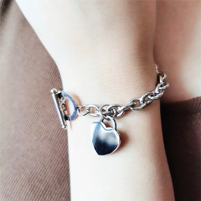 Heart Charm Chain Bracelet – Classic Elegance in Gold & Silver