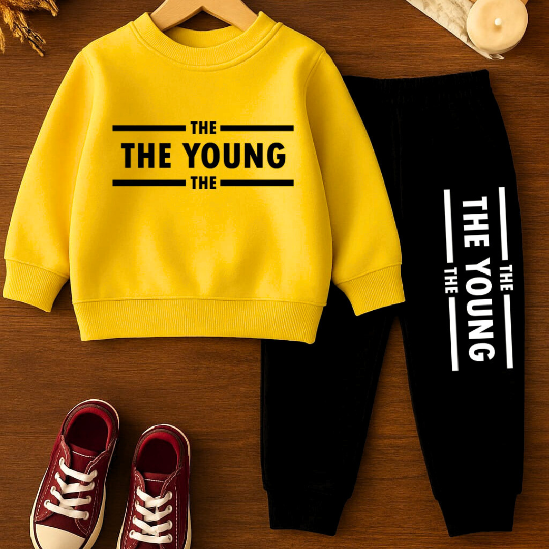 Trendy Kids Tracksuit Set  | Premium Fleece Sweatshirt & Trouser | Stylish Winter Wear for Boys & Girls