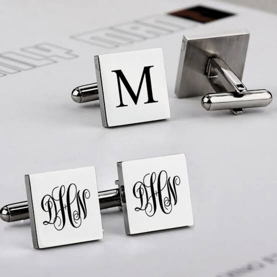 Custom 2 Letter Initial Cufflinks | Personalized Engraved Cufflinks for Men  Premium Gift for Him