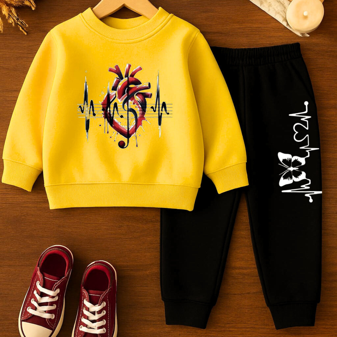 Trendy Kids Tracksuit Set  | Premium Fleece Sweatshirt & Trouser | Stylish Winter Wear for Boys & Girls