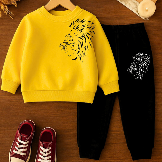 Trendy Kids Tracksuit Set  | Premium Fleece Sweatshirt & Trouser | Stylish Winter Wear for Boys & Girls