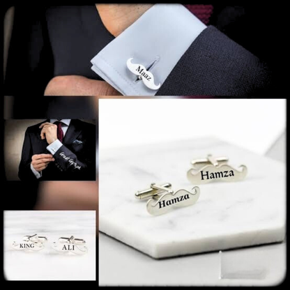 Customized Name Cufflinks | Engraved in English & Urdu | Luxury Gold/Silver Finish