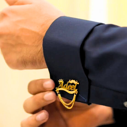 Customized Name Cufflinks | Engraved in English & Urdu | Luxury Gold/Silver Finish