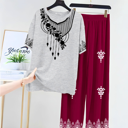 Cotton Jersey Night Suit with Flapper for Women | Stylish Sleepwear Set | Trendy Night Dress for Girls – M, L, XL