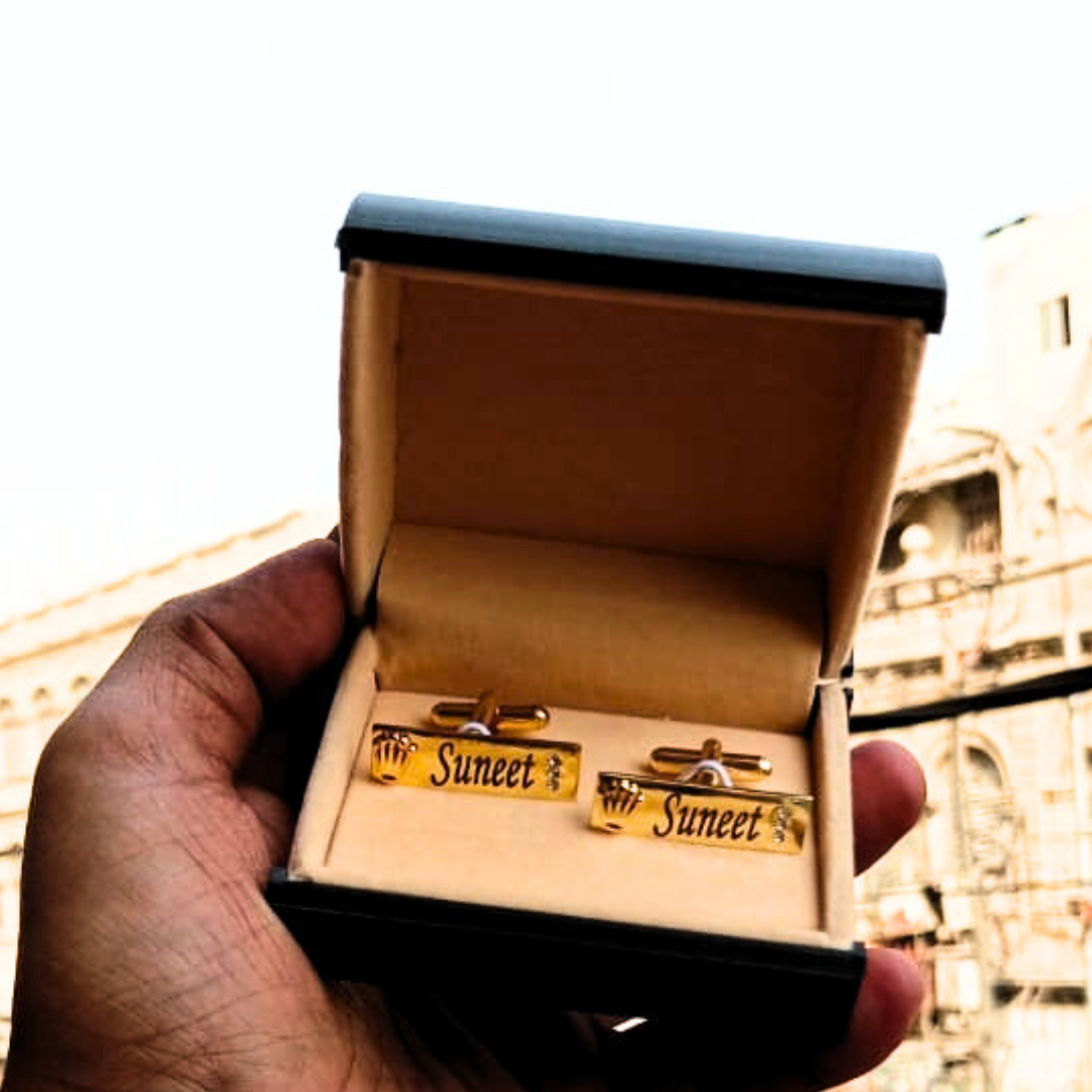 Customized Engraved Rolex Cufflinks for Men | Original Gold Plated | Luxury Brass Finish | Perfect Gift for Him