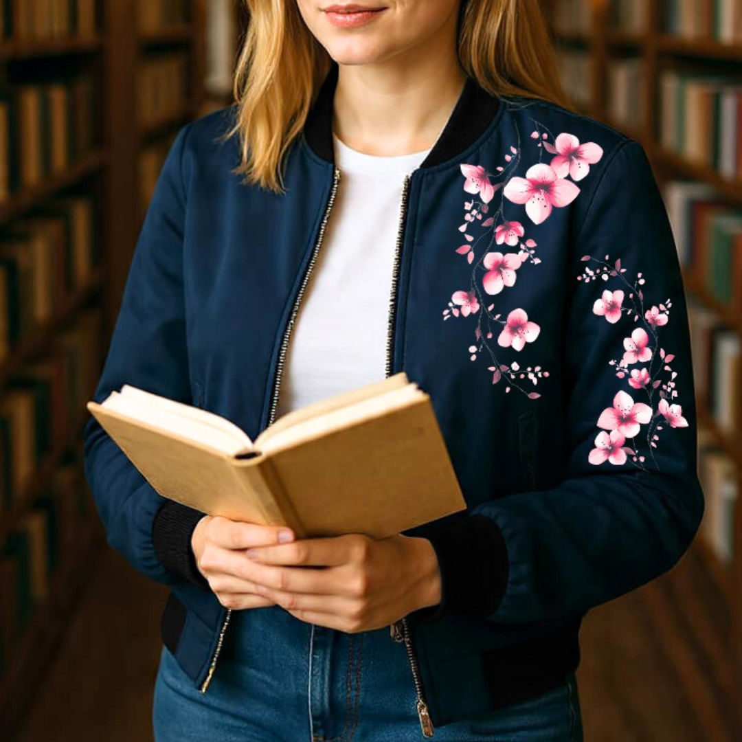 Women’s Fleece Bomber Jacket – Trendy Zipper Outerwear for Everyday Style